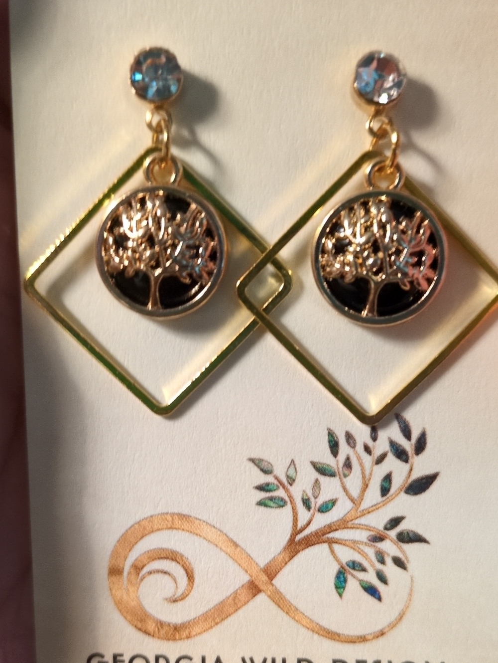 Handcrafted Gold Tone Tree of Life Drop Earrings - Gold